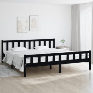 vidaXL Sengeramme svart heltre 180x200 cm Super King