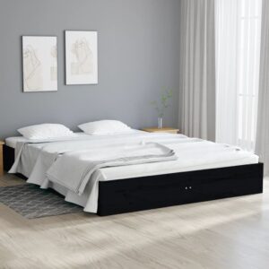 vidaXL Sengeramme svart heltre 140x190 cm