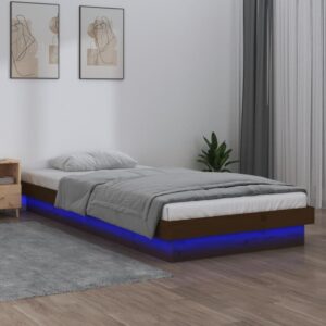 vidaXL Sengeramme med LED honningbrun 75x190 cm liten enkel heltre