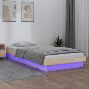 vidaXL Sengeramme med LED 90x190 cm Single heltre