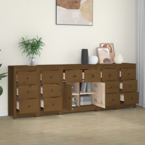 vidaXL Skjenk honningbrun 230x35x80 cm heltre furu