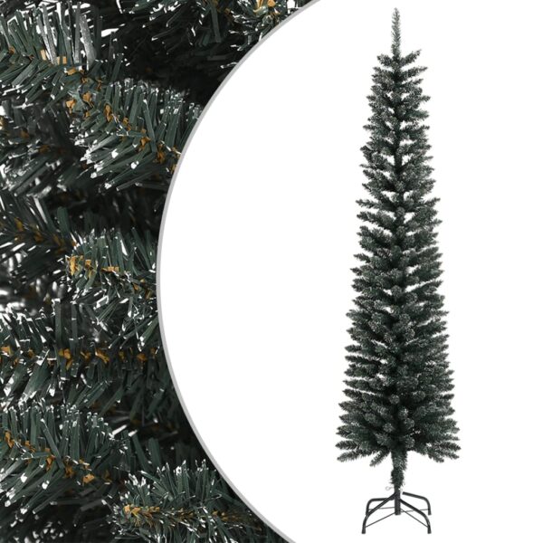 vidaXL Kunstig slankt juletre med stativ grønn 240 cm PVC