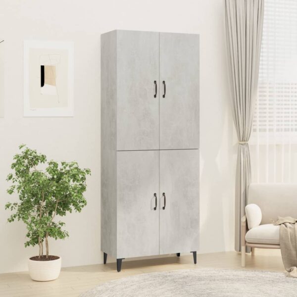 vidaXL Highboard betonggrå 70x34x180 cm konstruert tre