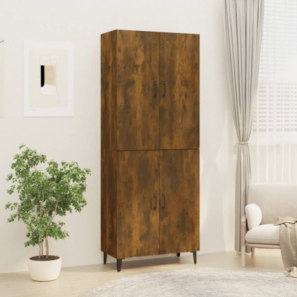 vidaXL Highboard røkt eik 70x34x180 cm konstruert tre