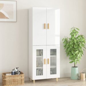 vidaXL Highboard høyglans hvit 69