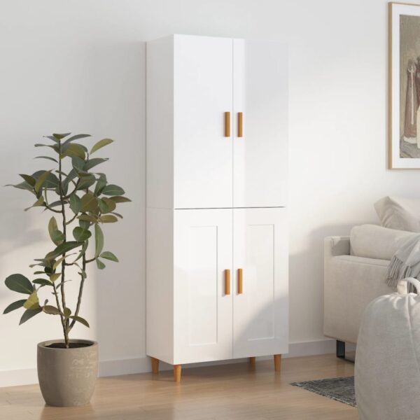 vidaXL Highboard høyglans hvit 70x34x180 cm konstruert tre