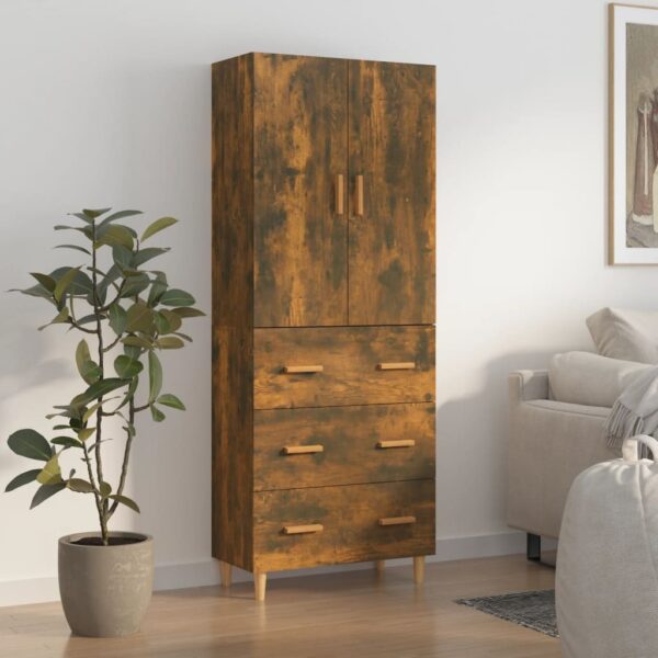 vidaXL Highboard røkt eik 70x34x180 cm konstruert tre