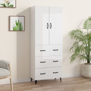 vidaXL Highboard høyglans hvit 69