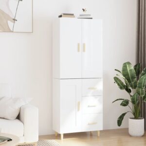 vidaXL Highboard høyglans hvit 69