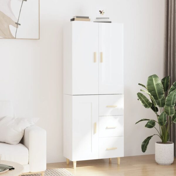 vidaXL Highboard høyglans hvit 69