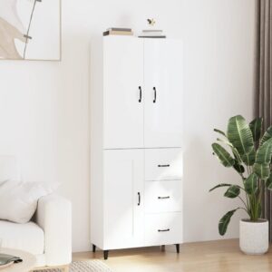 vidaXL Highboard høyglans hvit 69