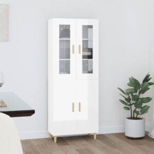 vidaXL Highboard høyglans hvit 70x34x180 cm konstruert tre