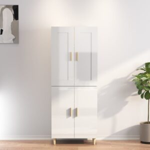 vidaXL Highboard høyglans hvit 70x34x180 cm konstruert tre