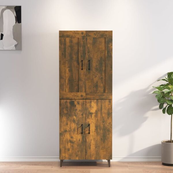 vidaXL Highboard røkt eik 70x34x180 cm konstruert tre