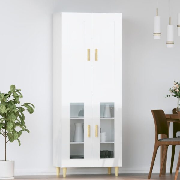 vidaXL Highboard høyglans hvit 69