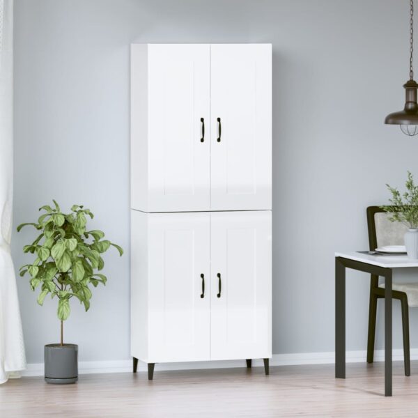 vidaXL Highboard høyglans hvit 69