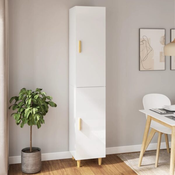 vidaXL Highboard høyglans hvit 34