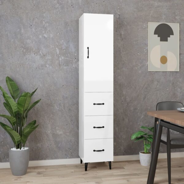 vidaXL Highboard høyglans hvit 34