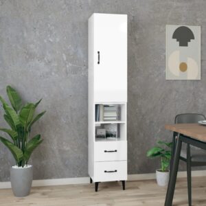 vidaXL Highboard høyglans hvit 34