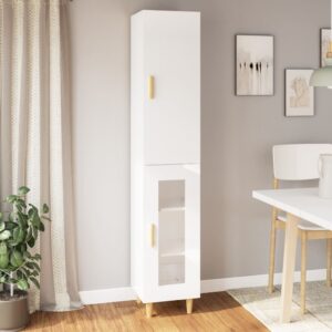 vidaXL Highboard høyglans hvit 34