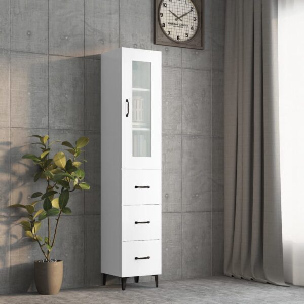 vidaXL Highboard høyglans hvit 34