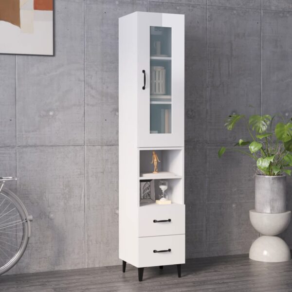 vidaXL Highboard høyglans hvit 34