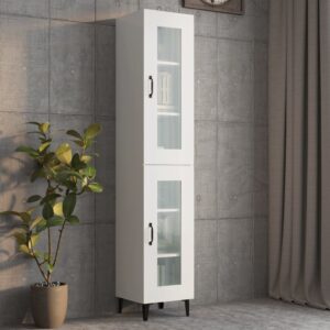 vidaXL Highboard høyglans hvit 34