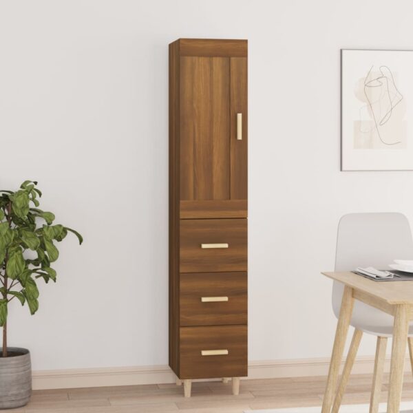 vidaXL Highboard brun eik 35x34x180 cm konstruert tre