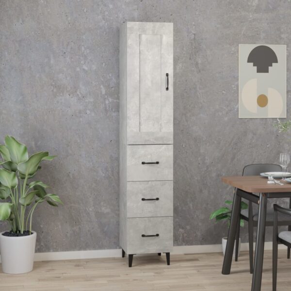 vidaXL Highboard betonggrå 35x34x180 cm konstruert tre