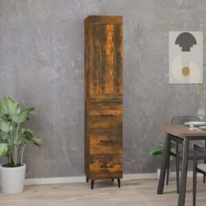 vidaXL Highboard røkt eik 35x34x180 cm konstruert tre