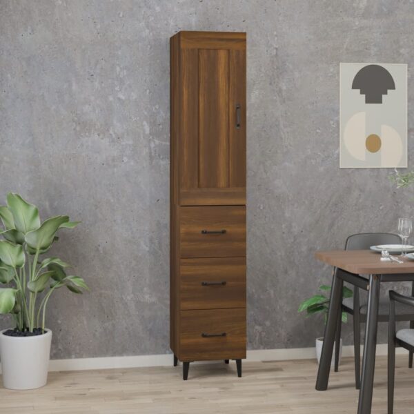 vidaXL Highboard brun eik 35x34x180 cm konstruert tre