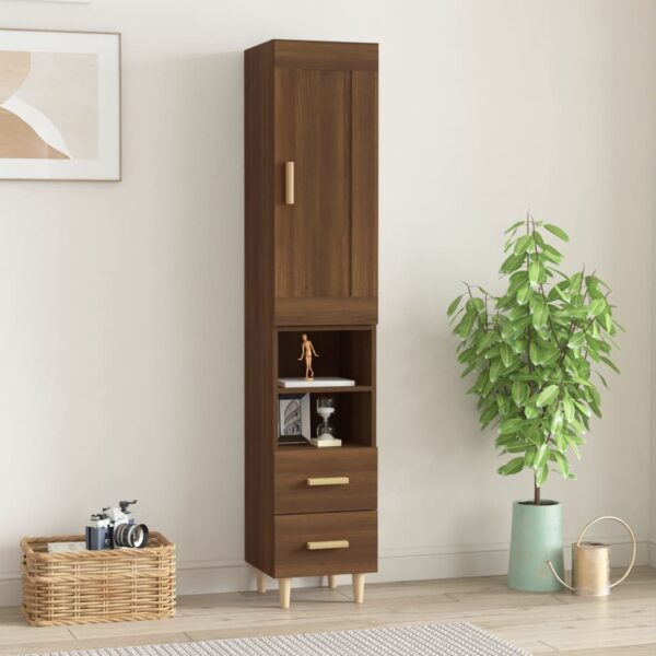 vidaXL Highboard brun eik 35x34x180 cm konstruert tre