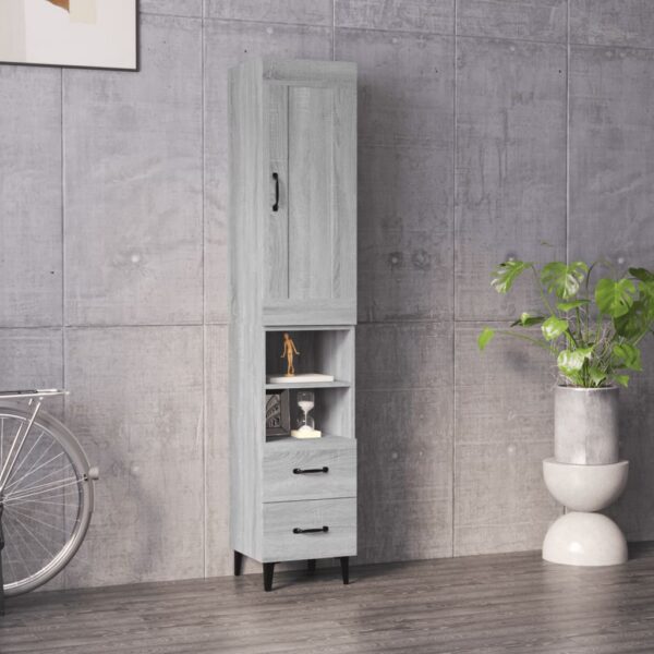 vidaXL Highboard grå eik 35x34x180 cm konstruert tre