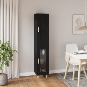 vidaXL Highboard svart 35x34x180 cm konstruert tre