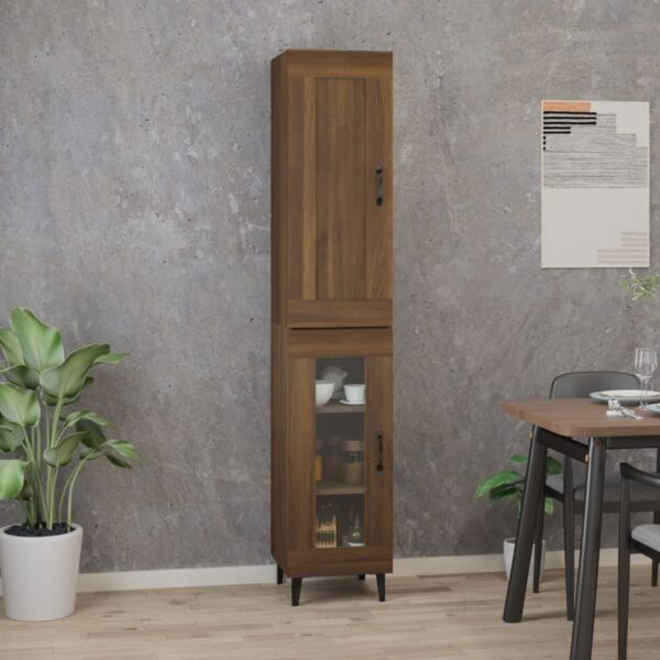 vidaXL Highboard brun eik 35x34x180 cm konstruert tre