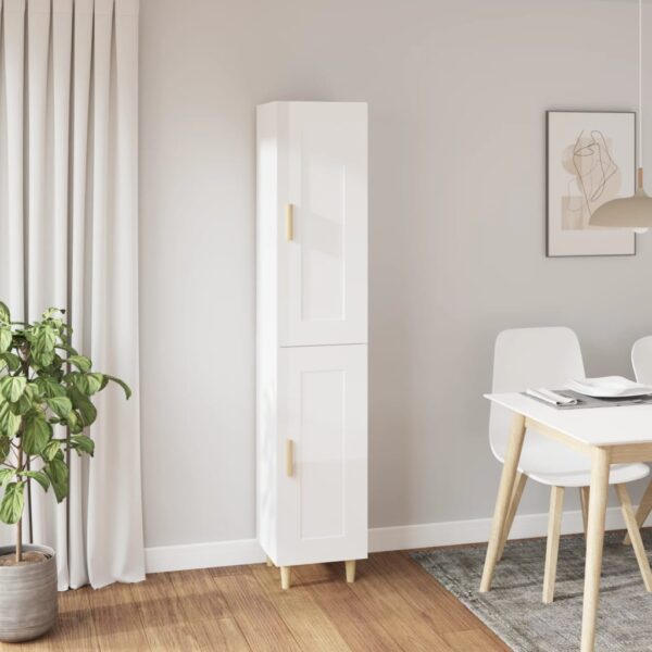 vidaXL Highboard høyglans hvit 35x34x180 cm konstruert tre