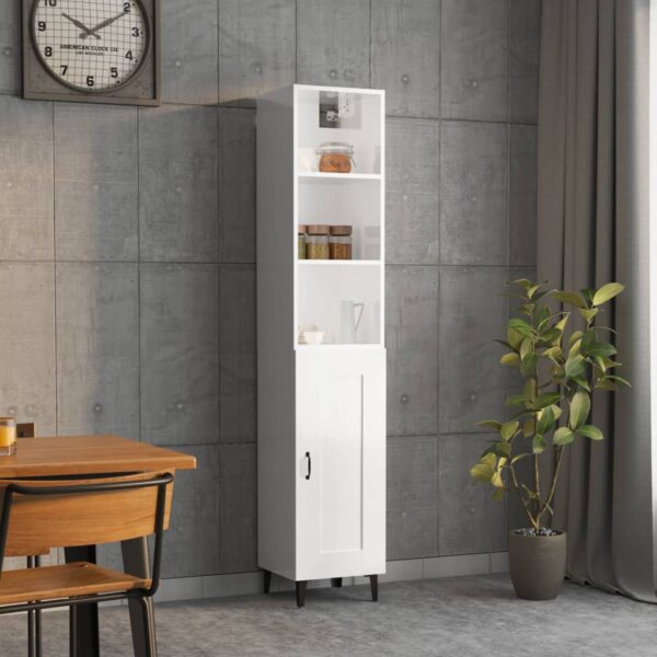 vidaXL Highboard høyglans hvit 34