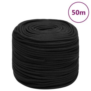 vidaXL Båttau helsvart 6 mm 50 m polypropylen