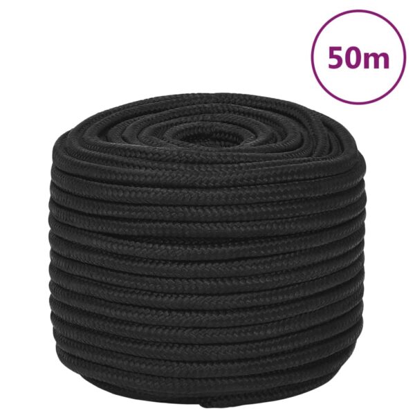 vidaXL Båttau helsvart 12 mm 50 m polypropylen