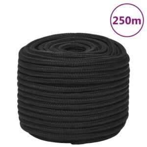 vidaXL Båttau helsvart 12 mm 250 m polypropylen