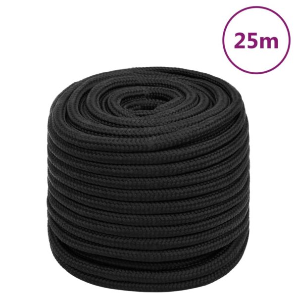 vidaXL Båttau helsvart 18 mm 25 m polypropylen