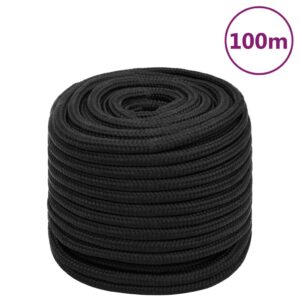 vidaXL Båttau helsvart 18 mm 100 m polypropylen