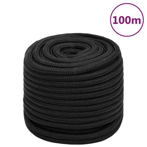 vidaXL Båttau helsvart 18 mm 100 m polypropylen