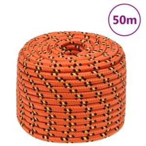 vidaXL Båttau oransje 12 mm 50 m polypropylen