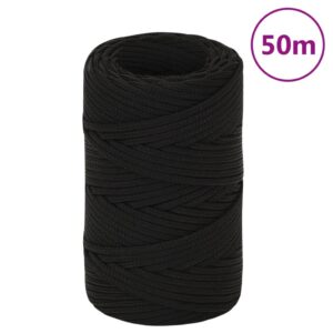 vidaXL Arbeidstau svart 2 mm 50 m polyester