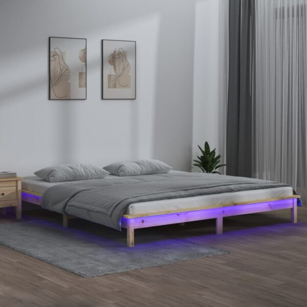 vidaXL Sengeramme med LED 120x200 cm heltre