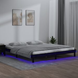 vidaXL Sengeramme med LED svart 120x200 cm heltre