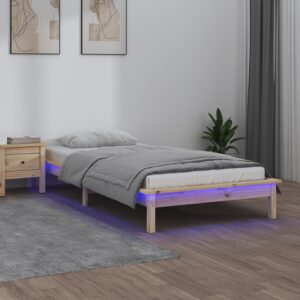 vidaXL Sengeramme med LED 90x190 cm Single heltre