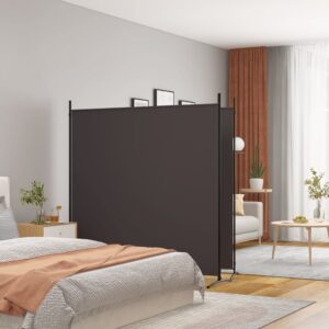 vidaXL Romdeler med 2 paneler brun 348x180 cm stoff