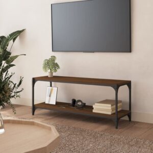 vidaXL TV-benk brun eik 100x33x41 cm konstruert tre og stål